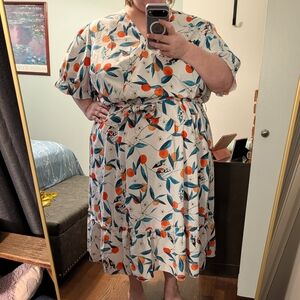 BloomChic Floral Midi Dress - White and Orange